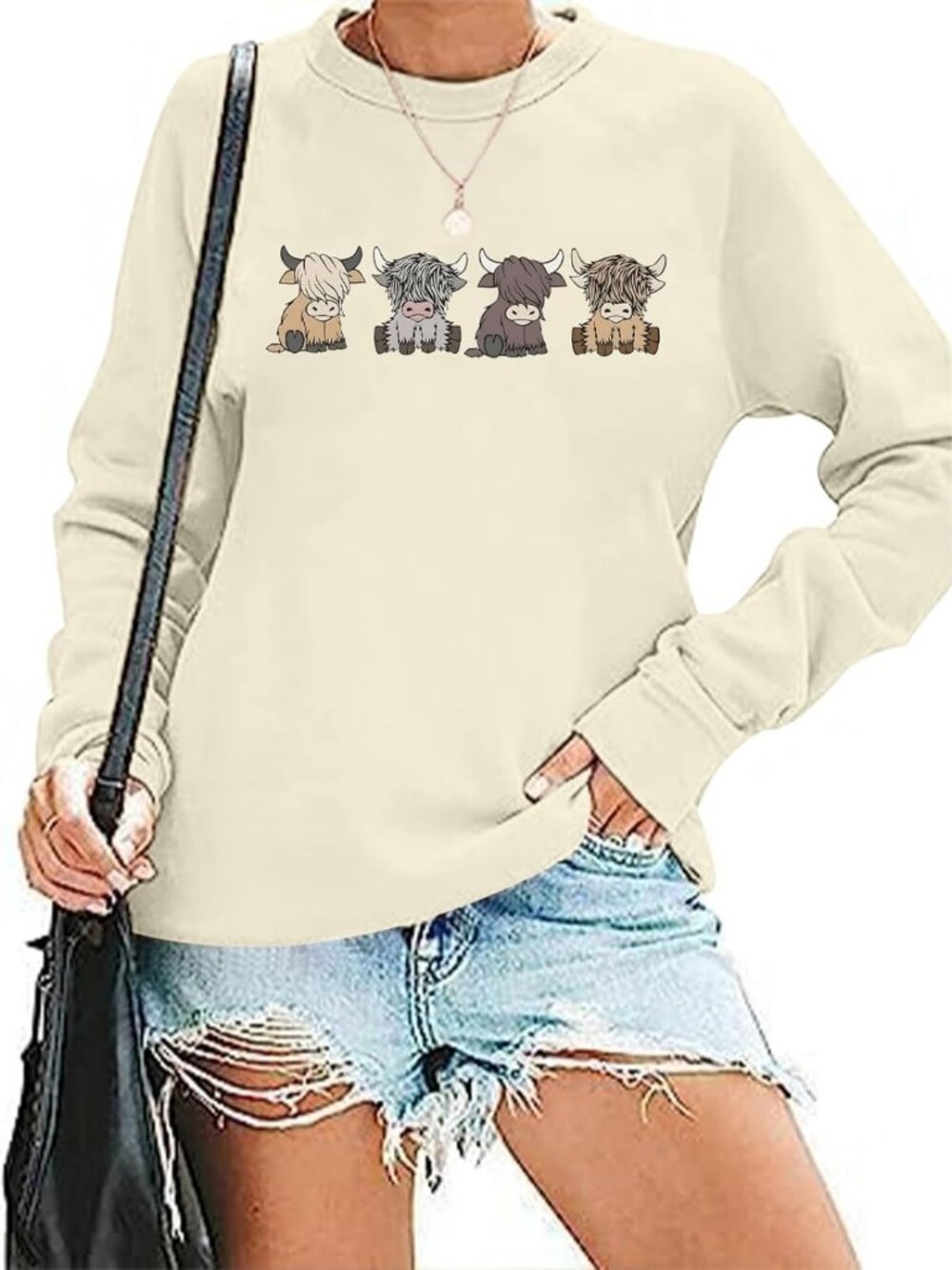 Cute Highland Cow Sweatshirt | Graphic Farm Animal Pullover | Casual Long Sleeve